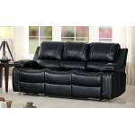 Oriole Double Reclining Sofa with Center Drop-Down Cup Holders - Faux Leather - Black